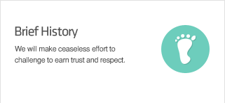 History We will make ceaseless effort to challenge to earn trust and respect.